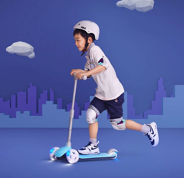 Детский 3-колесный самокат Rice Rabbit Scooter (Light Blue/Голубой) - 5