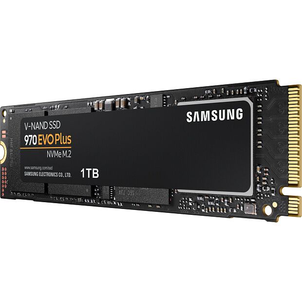 Твердотельные накопители Samsung SSD 970 EVO Plus, 1000GB, M.2(22x80mm), NVMe 1.3, PCIe 3.0 x4, 3-bit MLC, R/W 3500/3300MB/s, IOPs 600 000/550 000, D - 4
