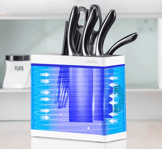 Работа ультрафиолетовой лампы стерилизатора столовых приборов Xiaomi Liulinu LSZCA02W 