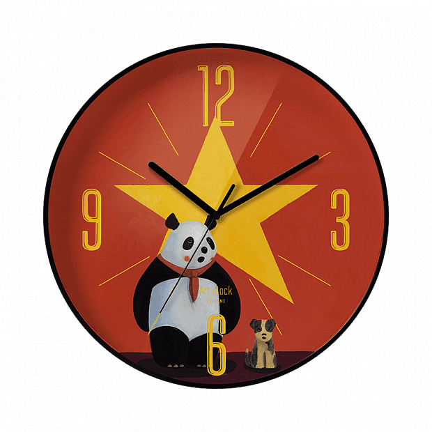 Yuihome Decor Series Art Wall Clock Panda (Red) - 1