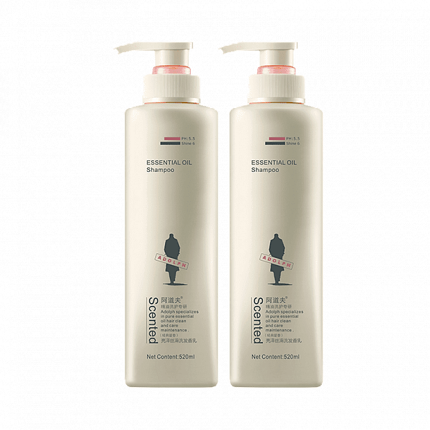 Шампунь для волос (2 бутылки по 520 мл.) Adolph Essential Oil Shampoo Restoring 